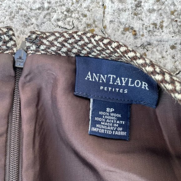 Ann Taylor Women Skirt Brown 100% Wool A Line Skirt Size 8P - Picture 3 of 7